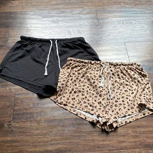 Women’s Nine West black and cheetah print adjustable waist soft pajama shorts